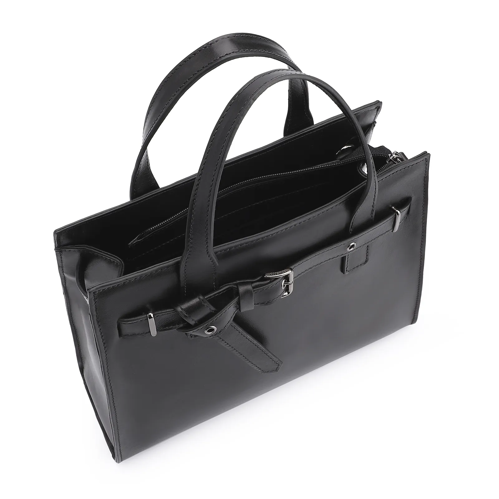 Bolsa Tote Ilhós Couro Preto