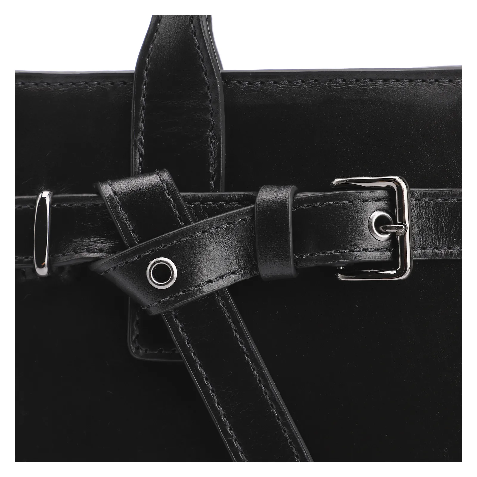Bolsa Tote Ilhós Couro Preto