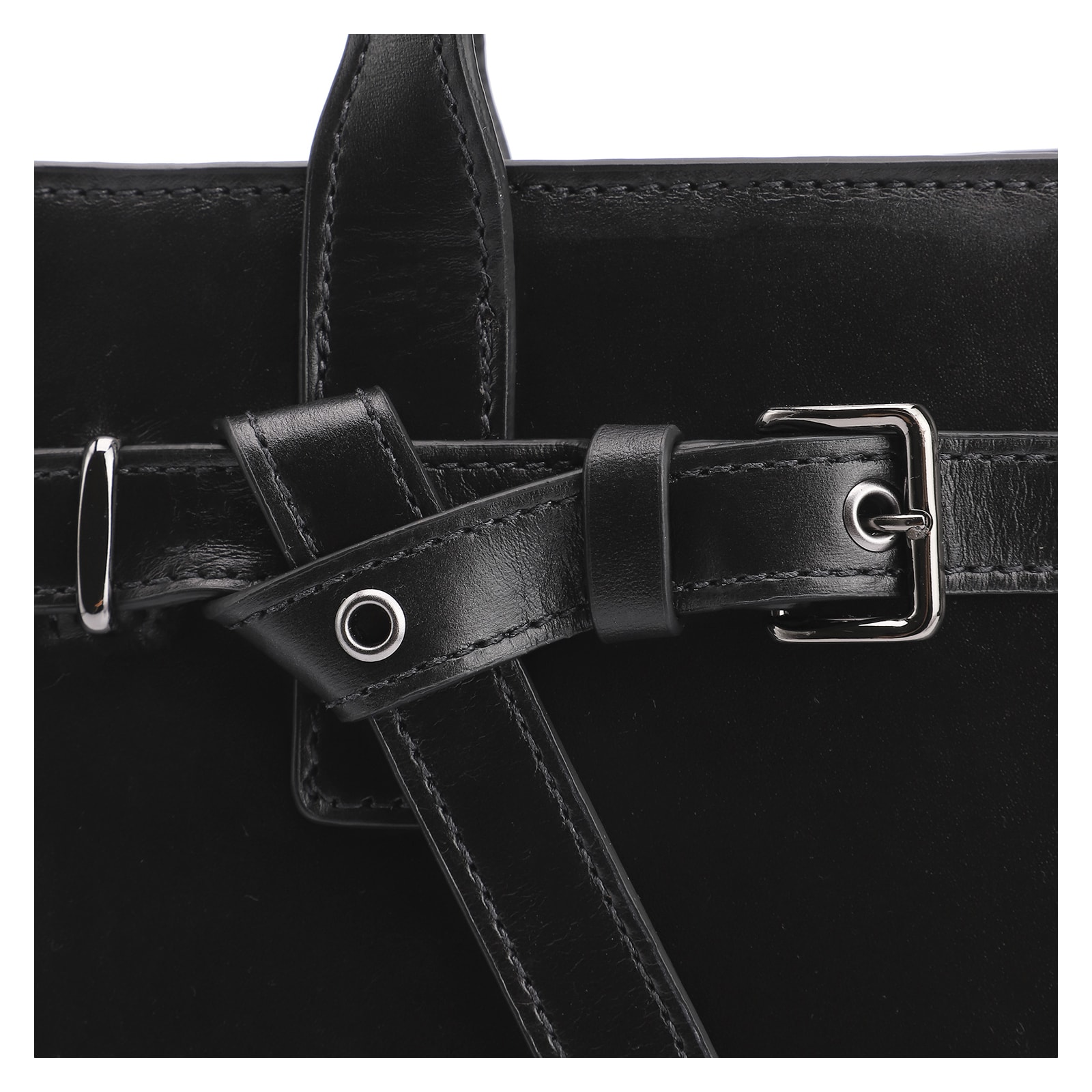 Bolsa Tote Ilhós Couro Preto