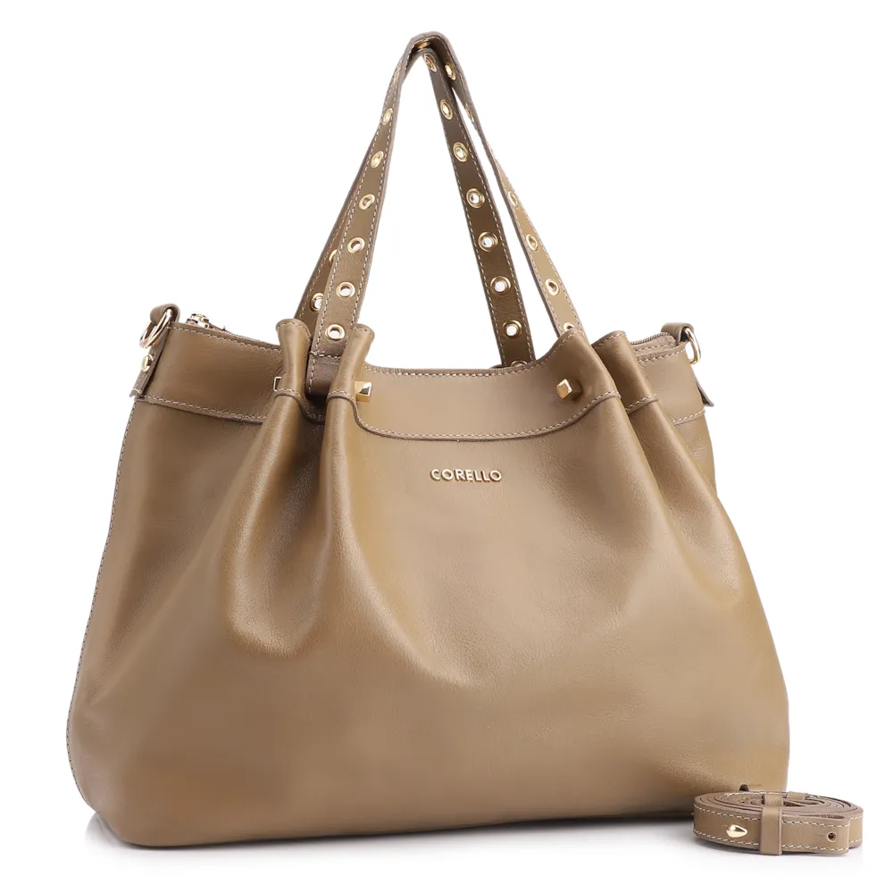Bolsa Tote Ilhós Couro Verde - imagem 2