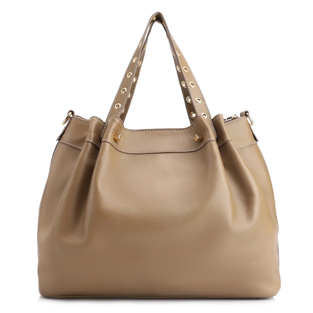 Bolsa Tote Ilhós Couro Verde - imagem 3