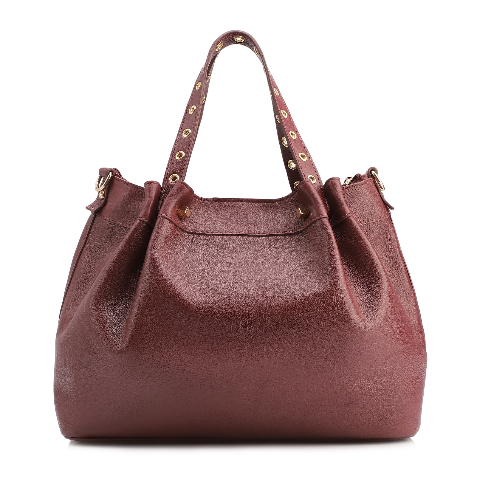 Bolsa Tote Ilhós Couro Vinho