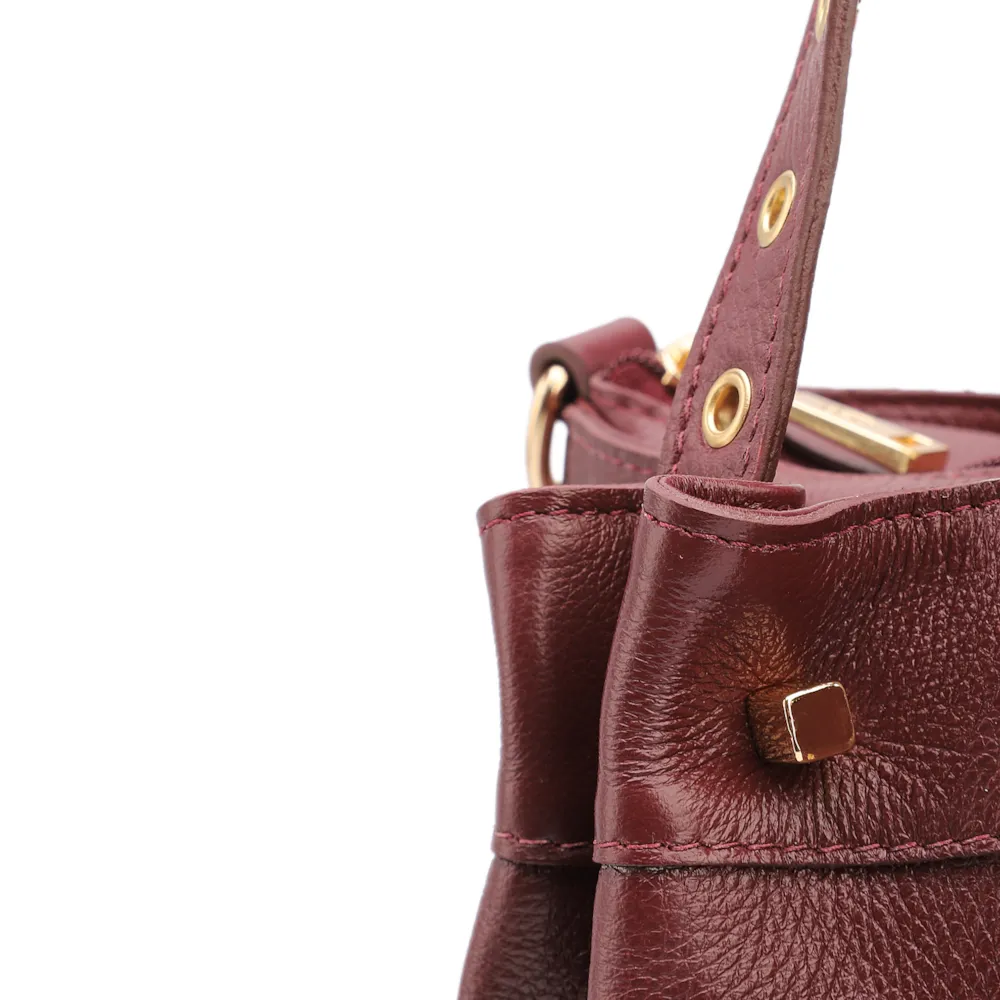 Bolsa Tote Ilhós Couro Vinho - imagem 7