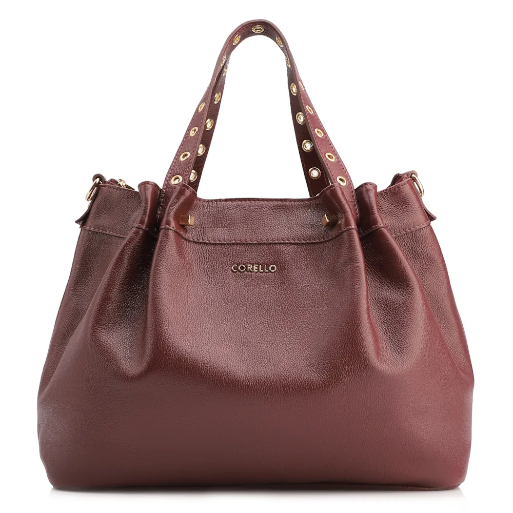 Bolsa Tote Ilhós Couro Vinho