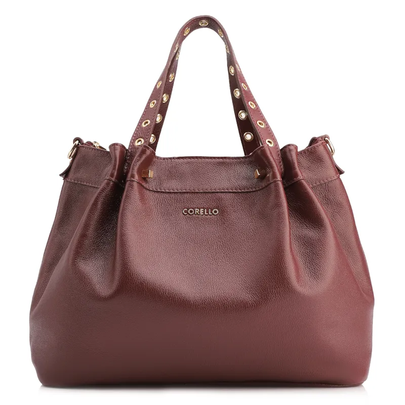 Bolsa Tote Ilhós Couro Vinho