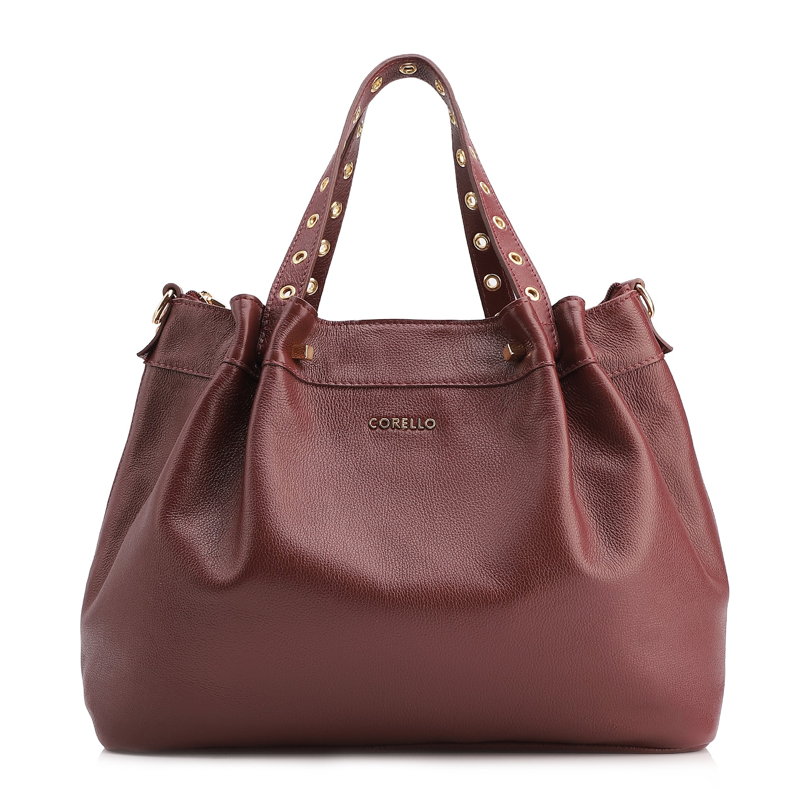 Bolsa Tote Ilhós Couro Vinho