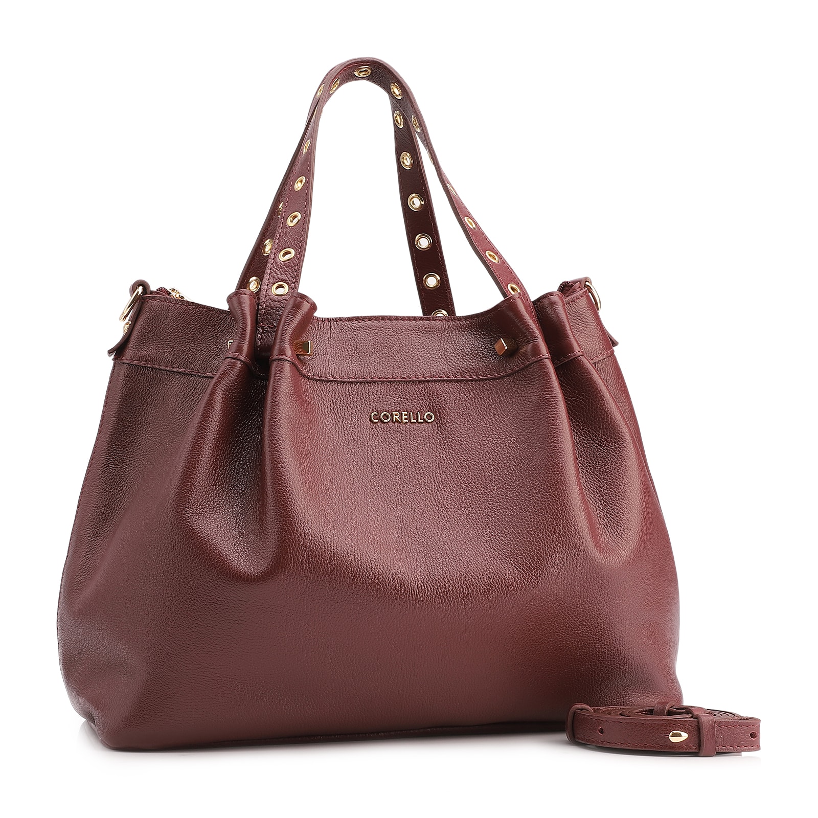Bolsa Tote Ilhós Couro Vinho