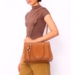 Bolsa Tote Laser Cut Couro Camurça/Couro Marrom Claro - imagem 9