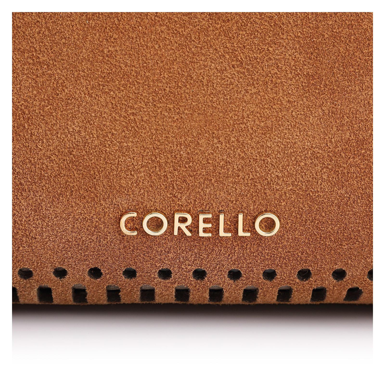 Bolsa Tote Laser Cut Couro Camurça/Couro Marrom Claro