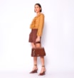 Bolsa Tote Laser Cut Couro Camurça/Couro Marrom Escuro - imagem 9