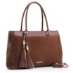Bolsa Tote Laser Cut Couro Camurça/Couro Marrom Escuro - imagem 3