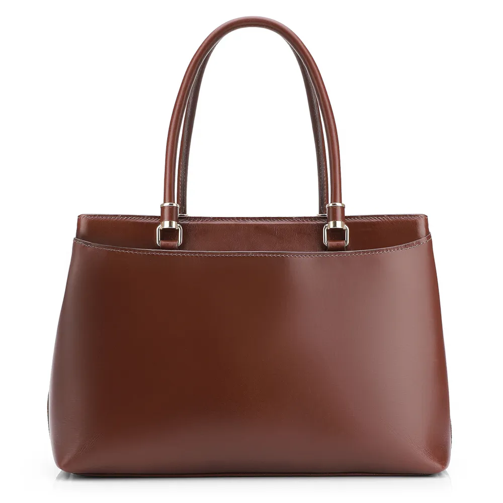 Bolsa Tote Laser Cut Couro Camurça/Couro Marrom Escuro - imagem 4