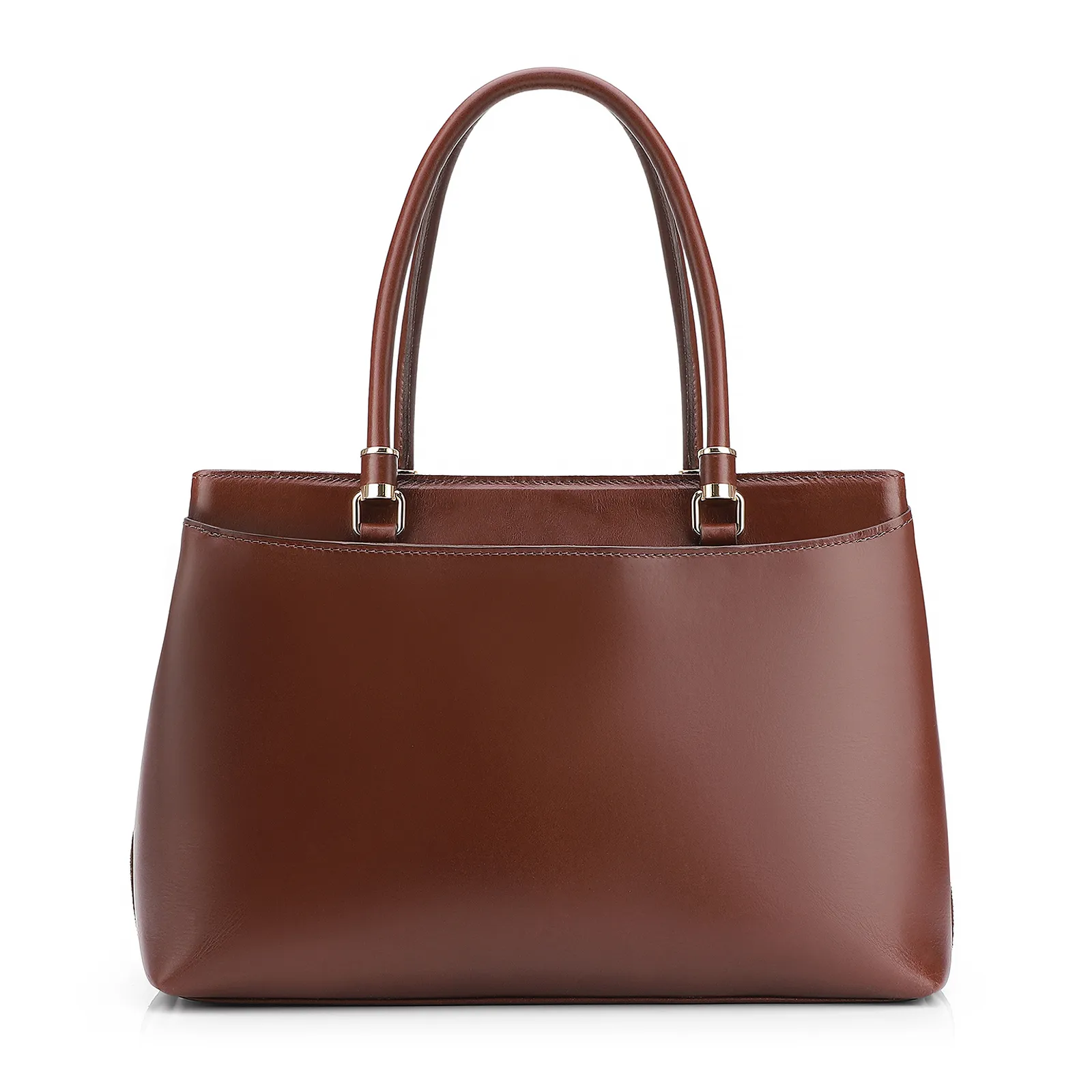 Bolsa Tote Laser Cut Couro Camurça/Couro Marrom Escuro