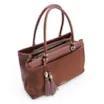 Bolsa Tote Laser Cut Couro Camurça/Couro Marrom Escuro - imagem 5