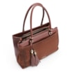 Bolsa Tote Laser Cut Couro Camurça/Couro Marrom Escuro - imagem 5