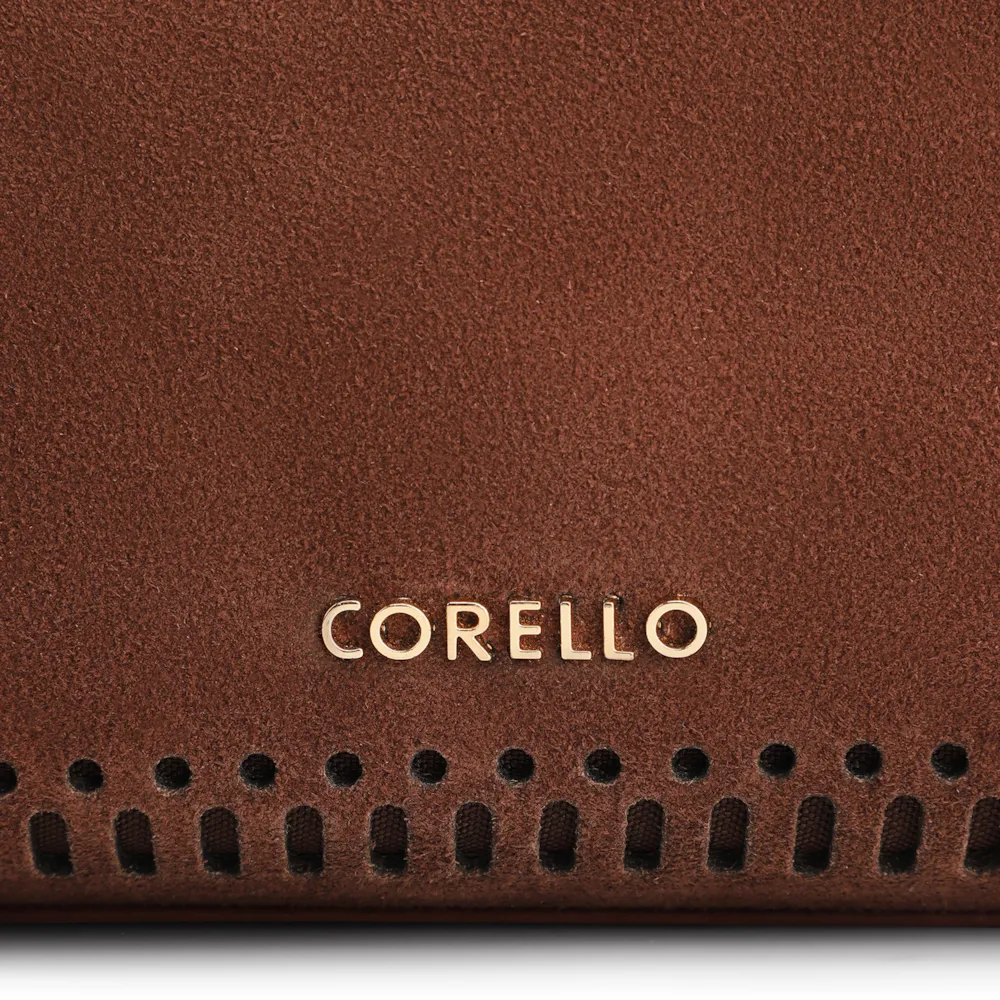 Bolsa Tote Laser Cut Couro Camurça/Couro Marrom Escuro - imagem 7
