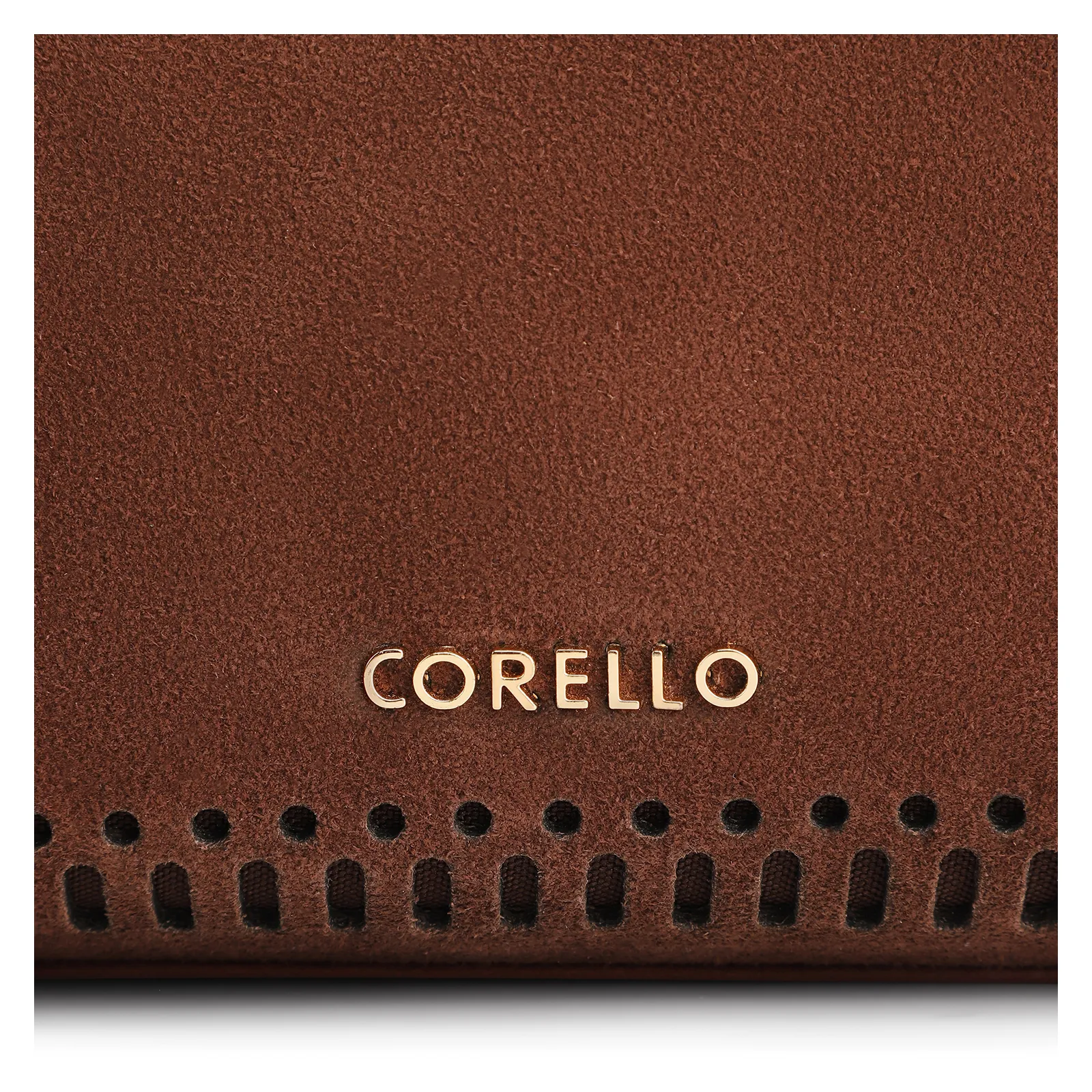 Bolsa Tote Laser Cut Couro Camurça/Couro Marrom Escuro