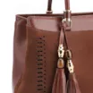 Bolsa Tote Laser Cut Couro Camurça/Couro Marrom Escuro - imagem 8