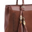 Bolsa Tote Laser Cut Couro Camurça/Couro Marrom Escuro - imagem 8
