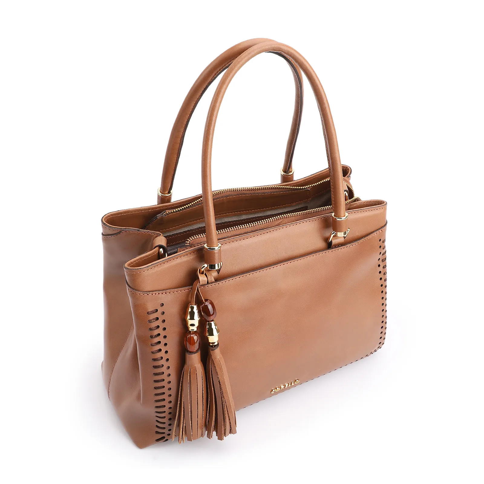 Bolsa Tote Laser Cut Couro Marrom