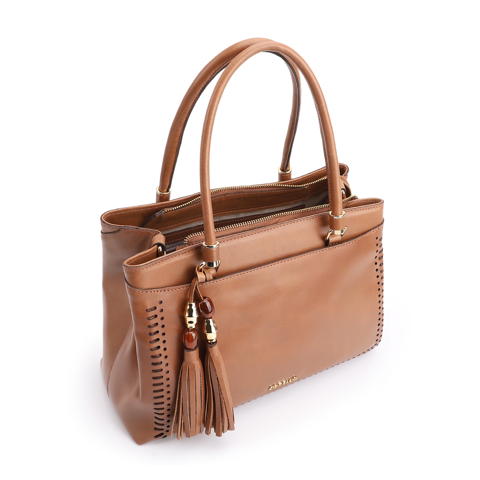 Bolsa Tote Laser Cut Couro Marrom