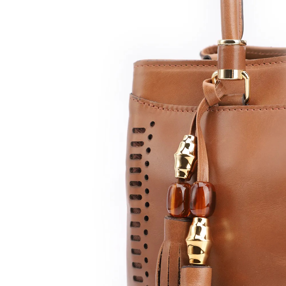 Bolsa Tote Laser Cut Couro Marrom - imagem 7