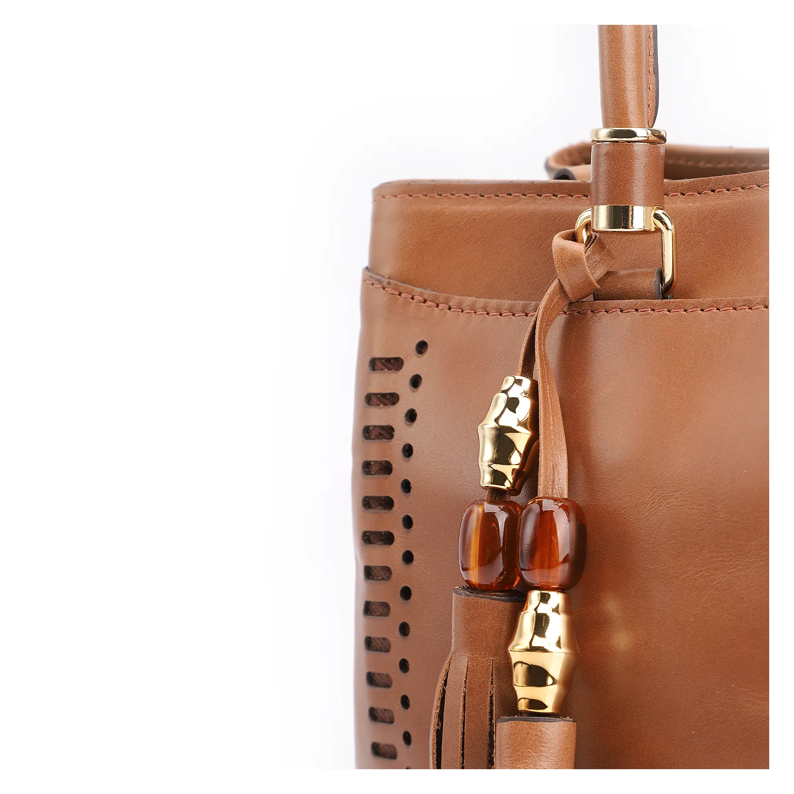 Bolsa Tote Laser Cut Couro Marrom