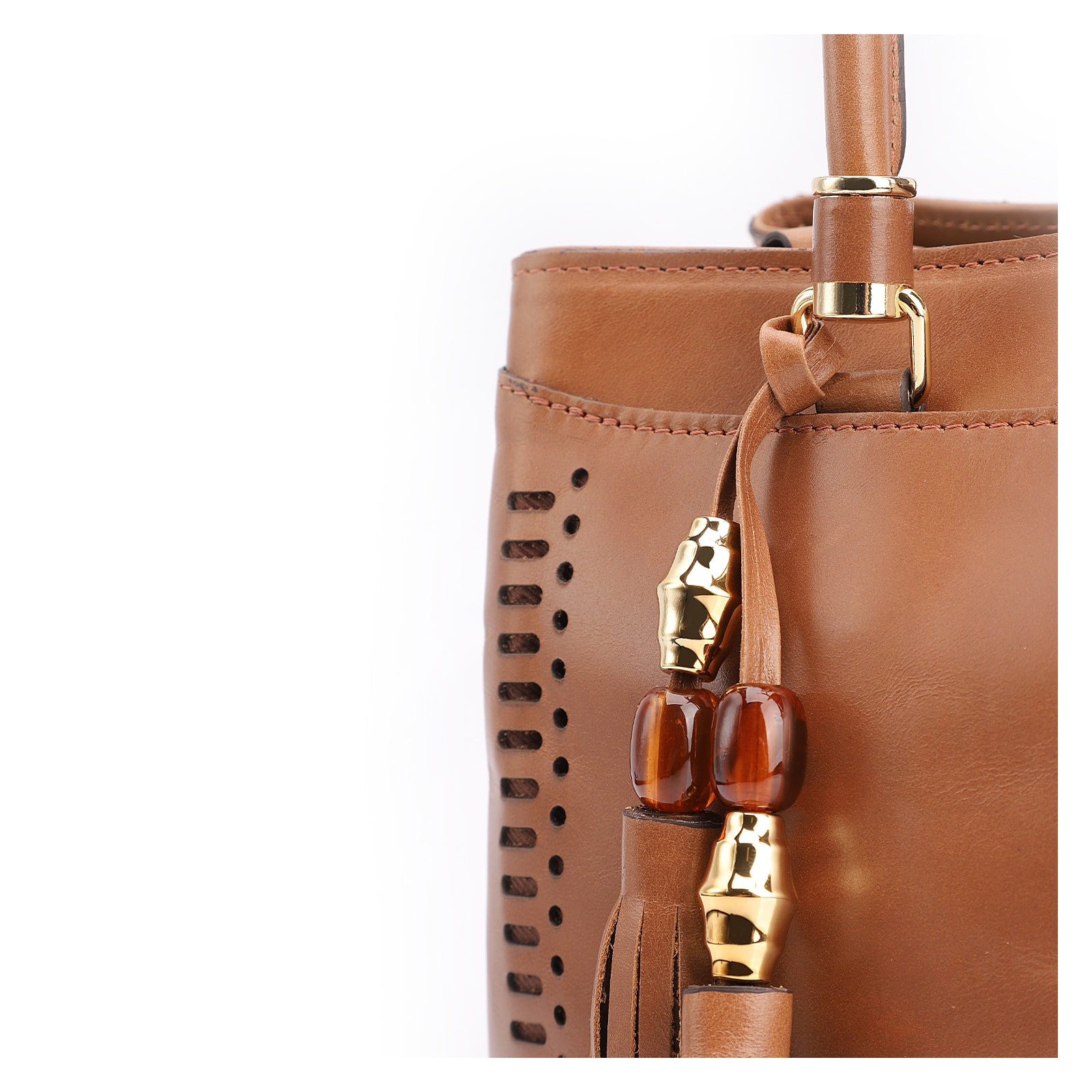 Bolsa Tote Laser Cut Couro Marrom