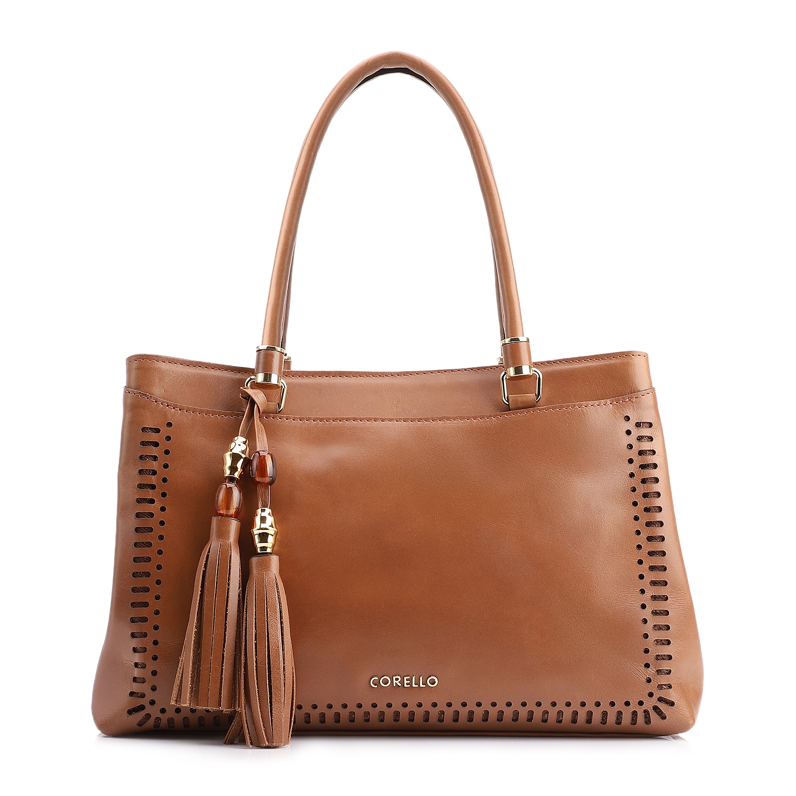 Bolsa Tote Laser Cut Couro Marrom