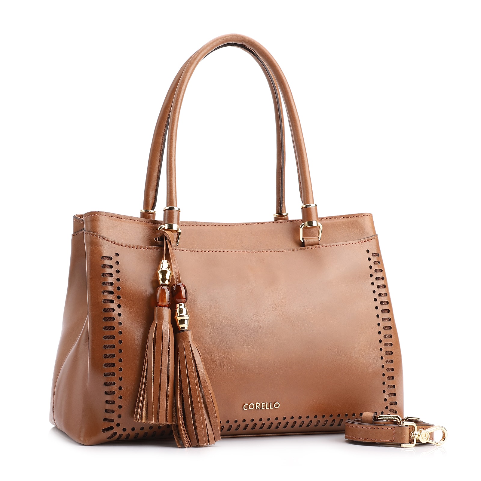 Bolsa Tote Laser Cut Couro Marrom
