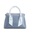 Bolsa Tote Lenço Couro Azul - imagem 1