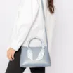 Bolsa Tote Lenço Couro Azul - imagem 2