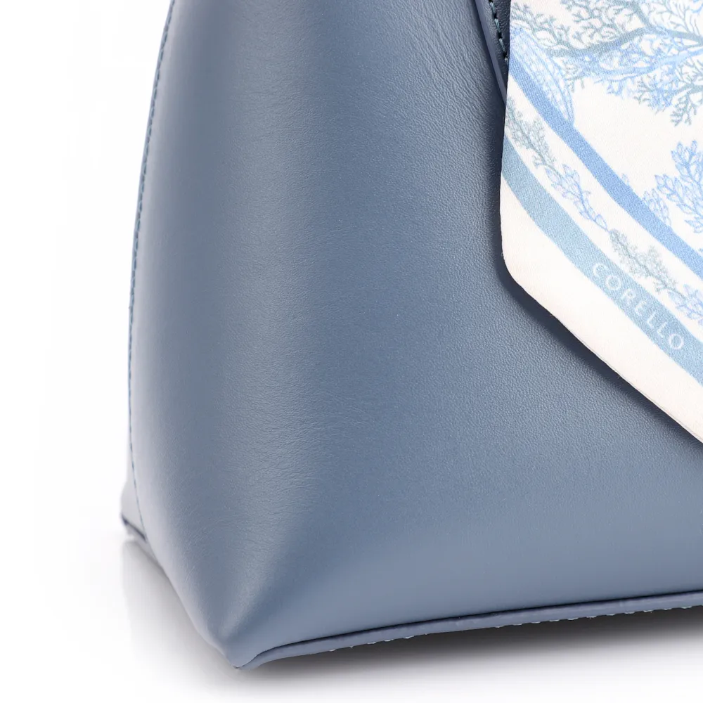 Bolsa Tote Lenço Couro Azul - imagem 8