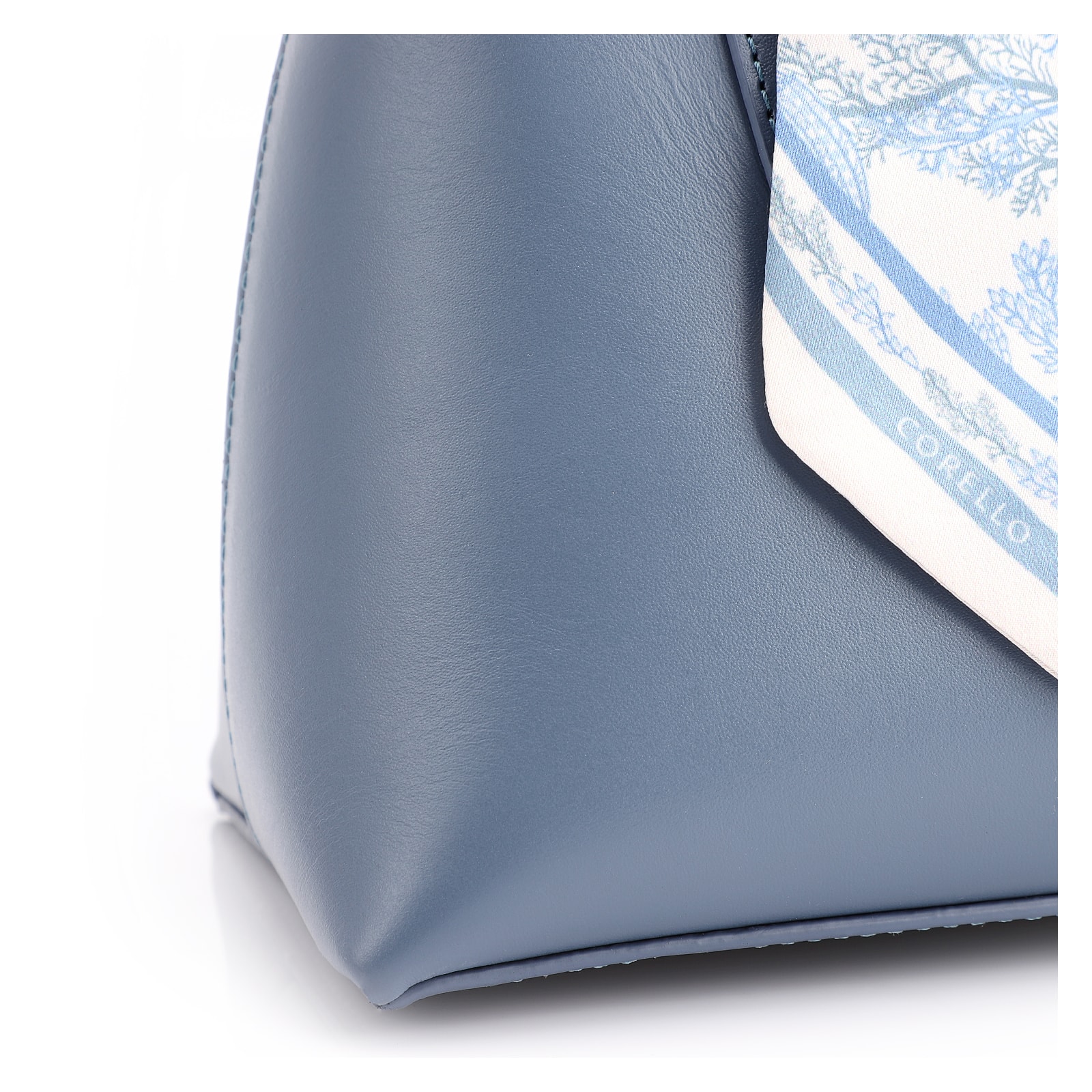 Bolsa Tote Lenço Couro Azul