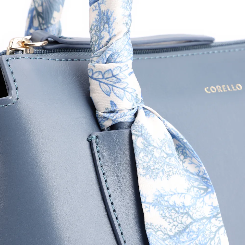 Bolsa Tote Lenço Couro Azul - imagem 9