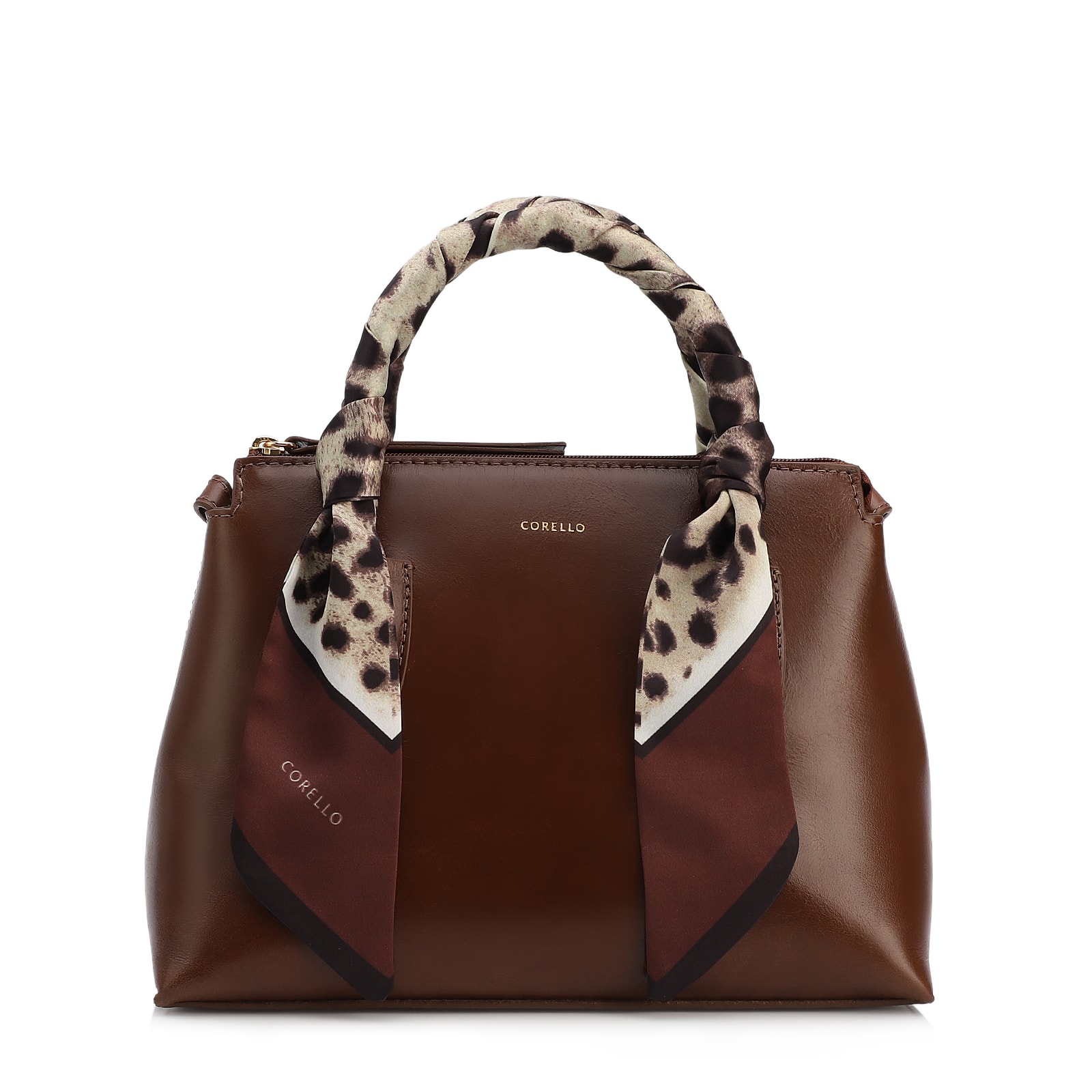 Bolsa Tote Lenço Couro Marrom