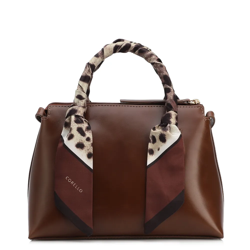 Bolsa Tote Lenço Couro Marrom - imagem 3
