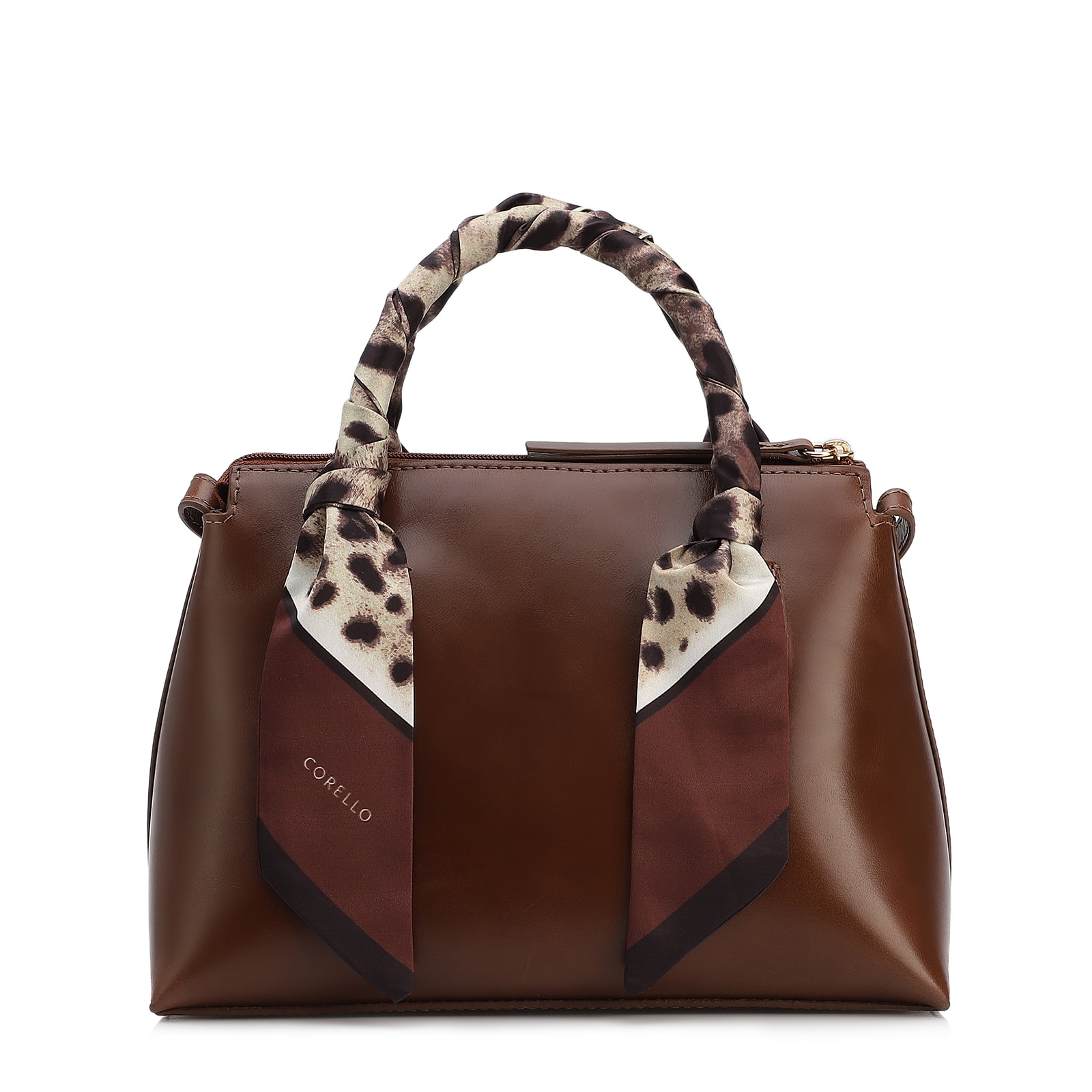 Bolsa Tote Lenço Couro Marrom