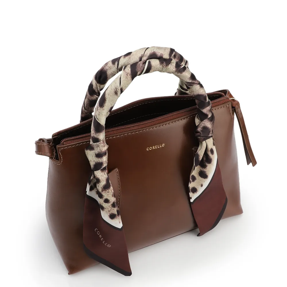Bolsa Tote Lenço Couro Marrom - imagem 4