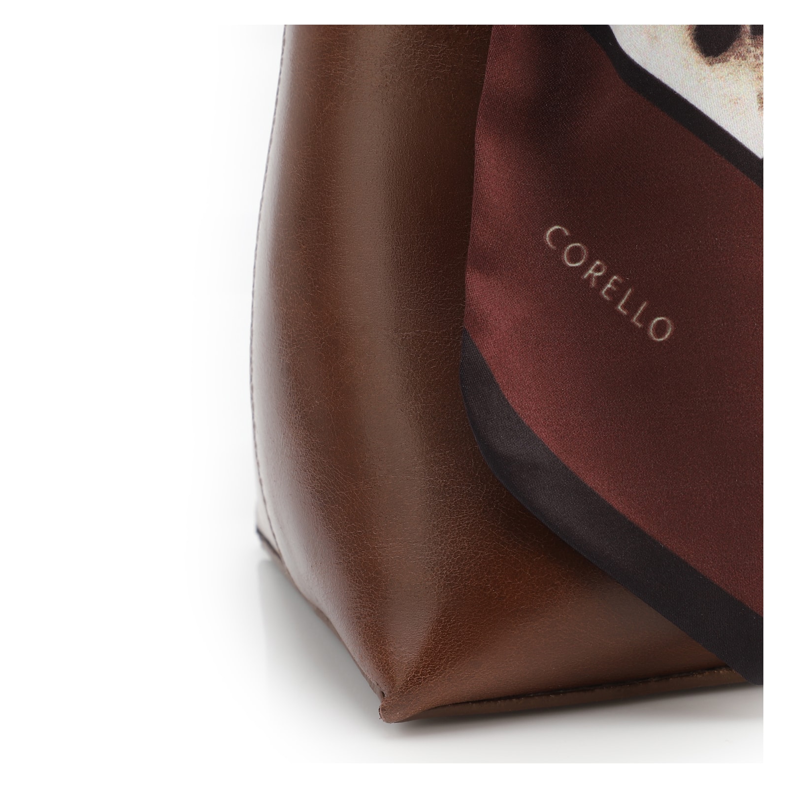 Bolsa Tote Lenço Couro Marrom