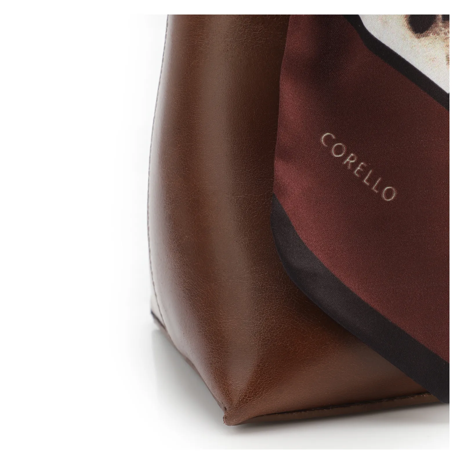 Bolsa Tote Lenço Couro Marrom