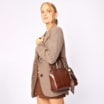 Bolsa Tote Lenço Couro Marrom - imagem 2