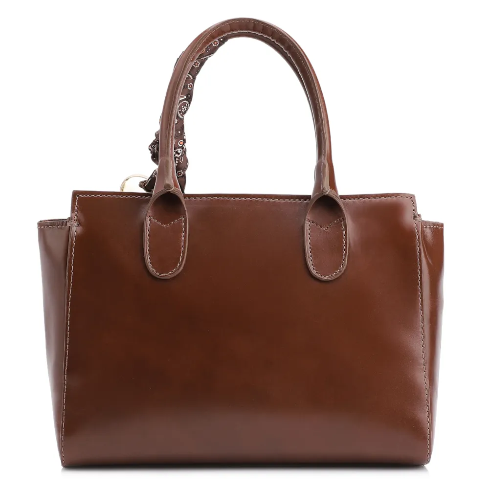 Bolsa Tote Lenço Couro Marrom - imagem 4