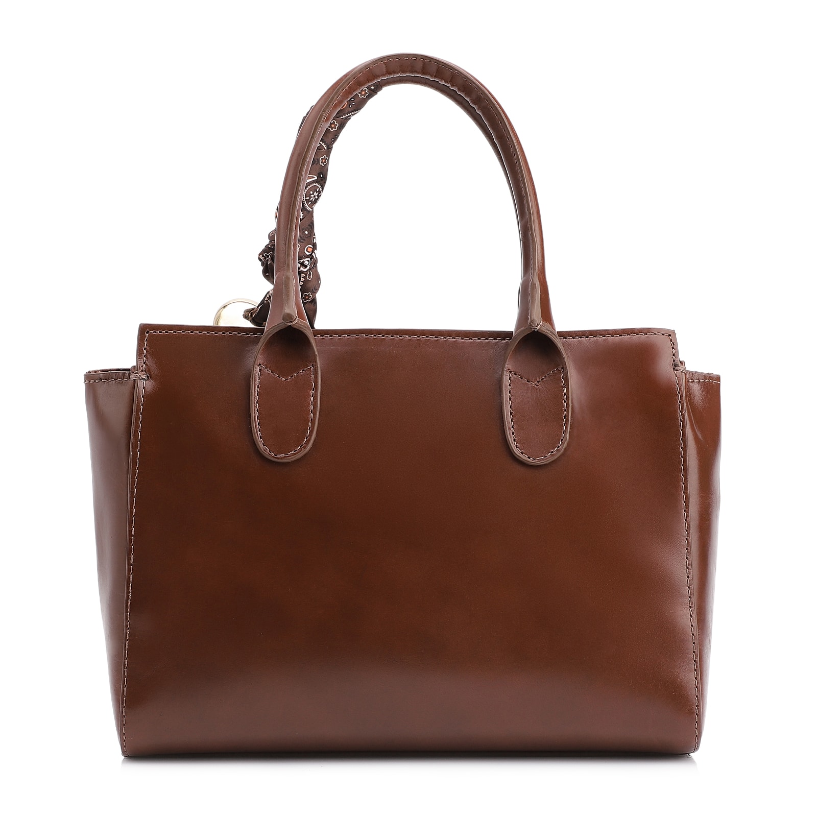 Bolsa Tote Lenço Couro Marrom