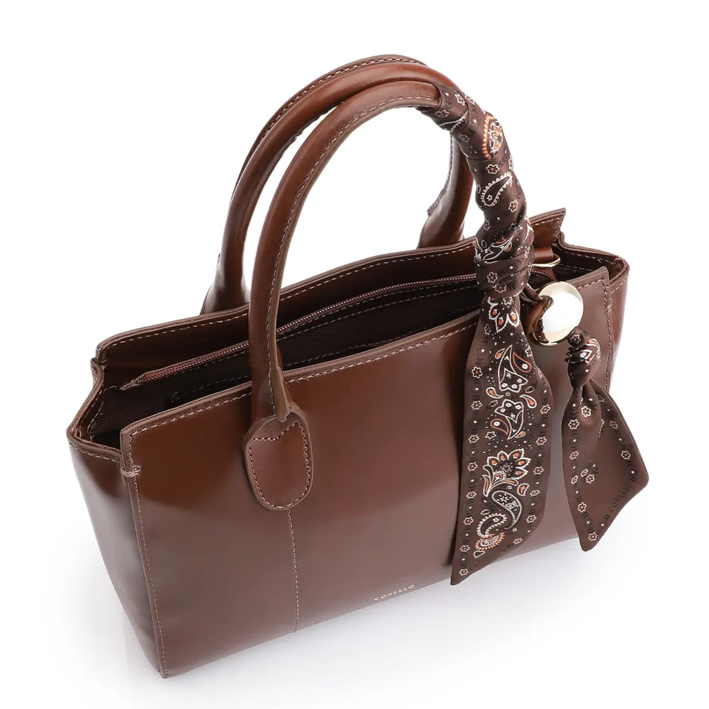 Bolsa Tote Lenço Couro Marrom - imagem 5