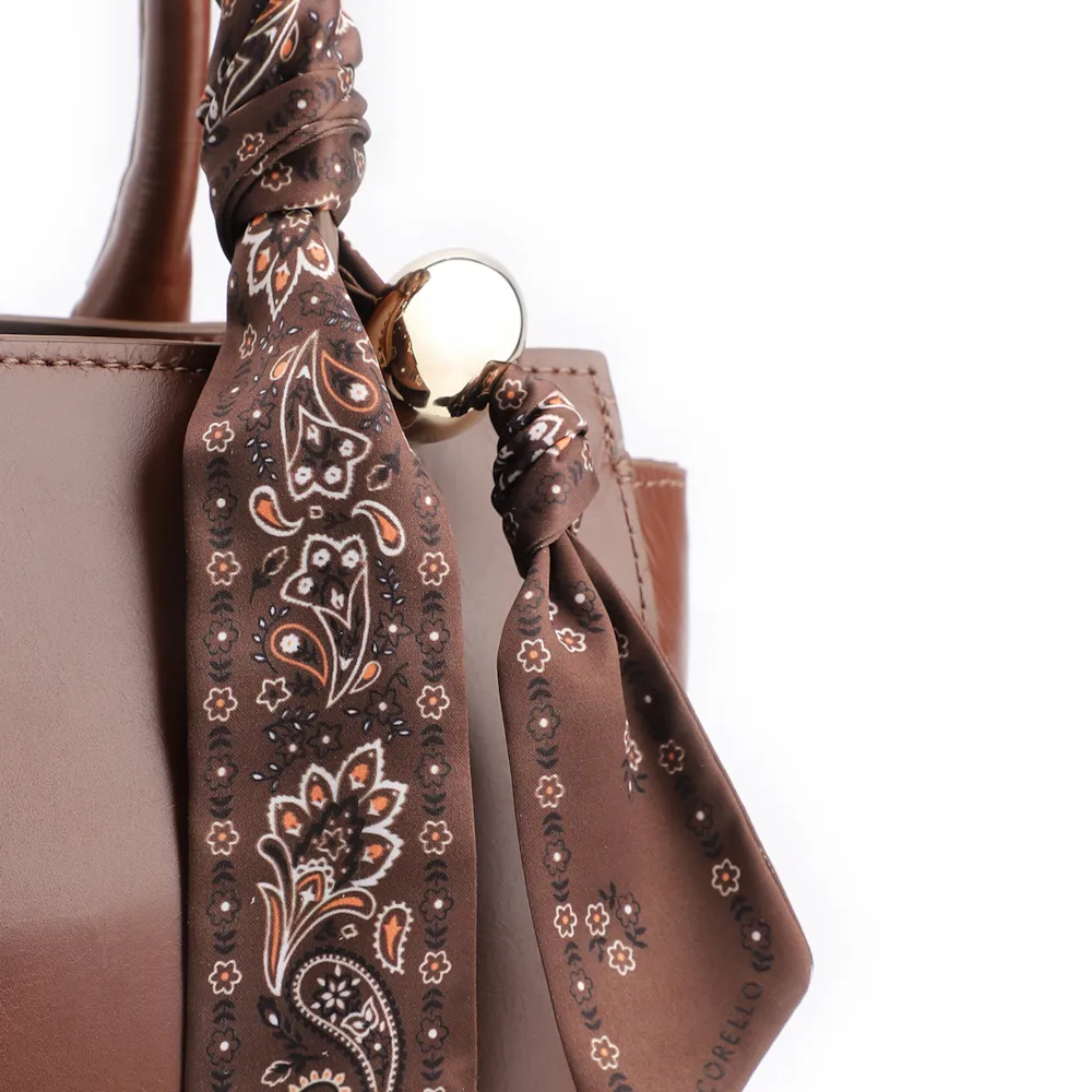 Bolsa Tote Lenço Couro Marrom - imagem 6