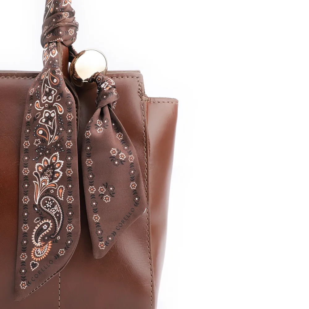 Bolsa Tote Lenço Couro Marrom - imagem 8