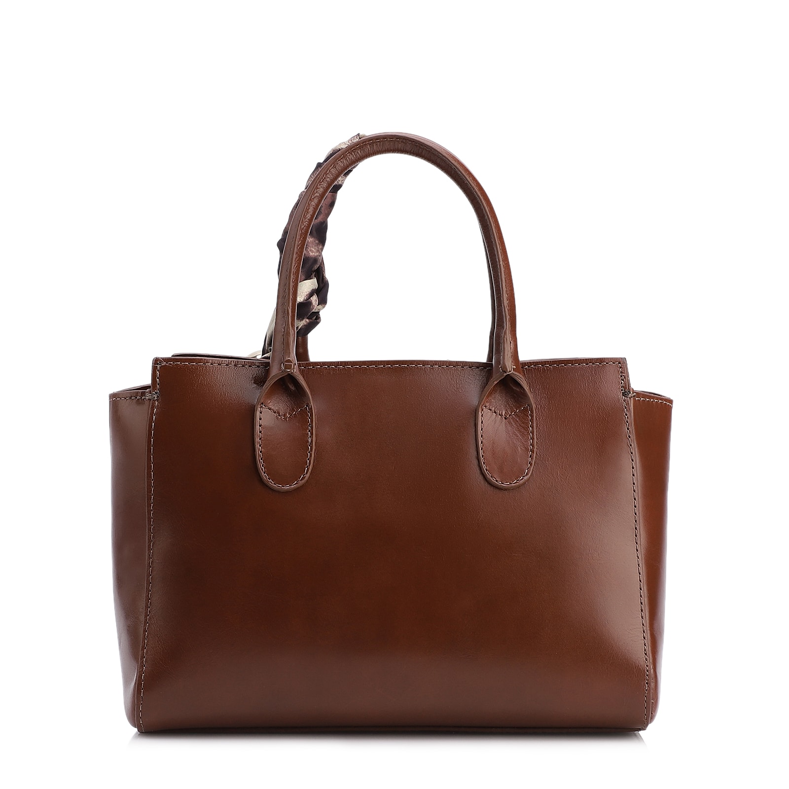 Bolsa Tote Lenço Couro Marrom