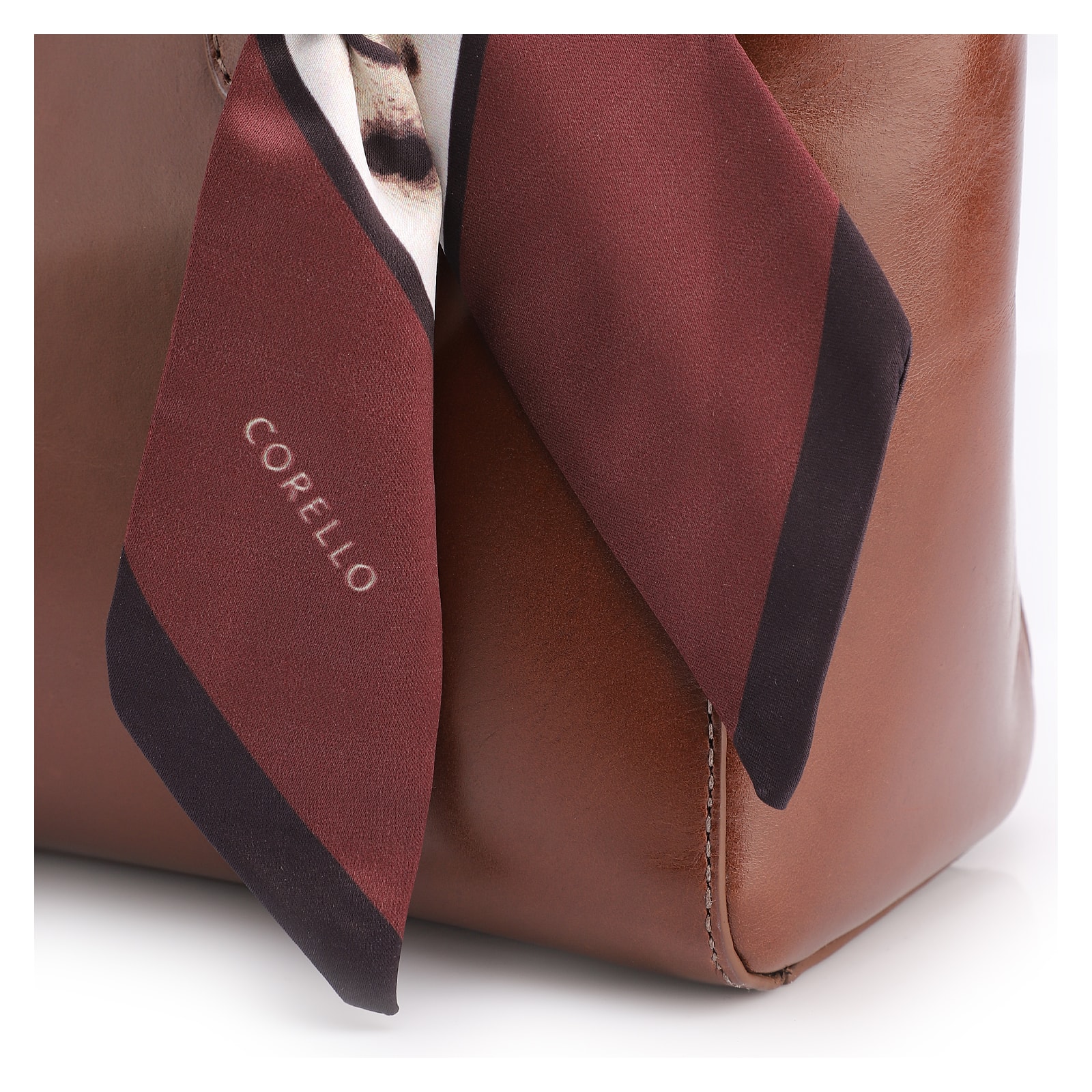Bolsa Tote Lenço Couro Marrom