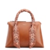 Bolsa Tote Lenço Couro Marrom Claro - imagem 1